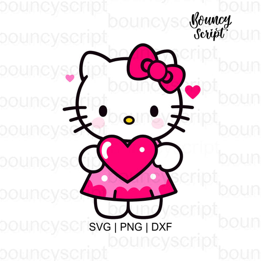 Hello Kitty Love Heart Svg, Valentine’s Day Svg, Sanrio Valentine Svg, Kawaii Svg, PNG, SVG Cut File