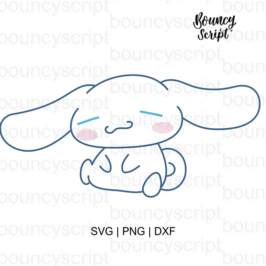 Sleeping Cinnamoroll SVG, Cute Sitting Cinnamoroll PNG, Sanrio SVG Cut File, Kawaii SVG Design